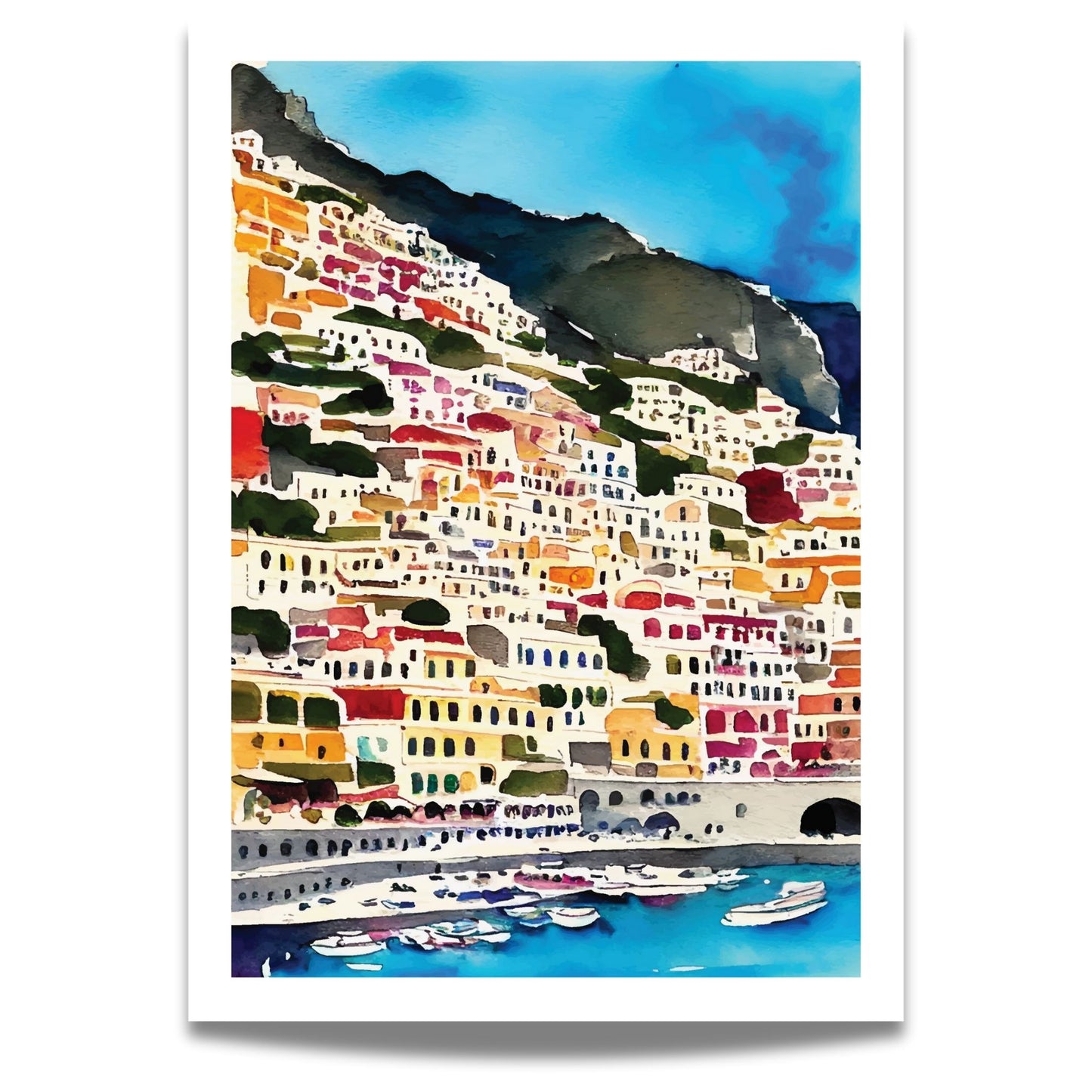 Opplev Positanos ikoniske skjønnhet med vår plakat Positano No5.  